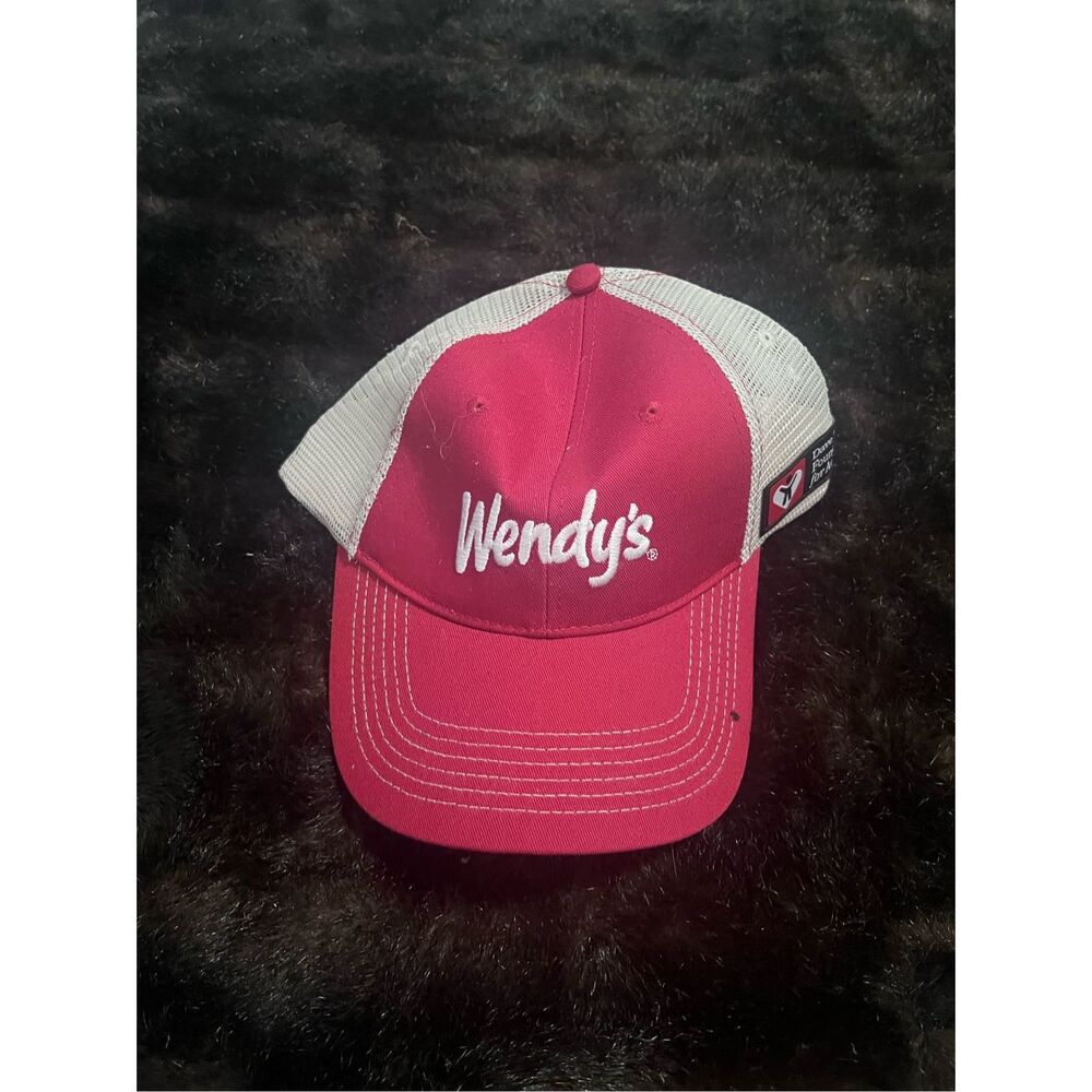 Wendys Employee Hat Crew Hamburgers Fast Food Mesh SnapBack Adjustable Cap Hat